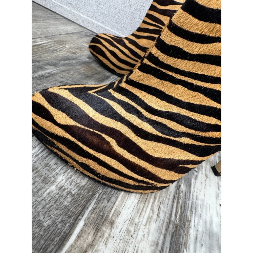 Wittner Zebra Print Calf Hair Ankle Boots Stiletto Platform 39/8.5‎ Animal Print